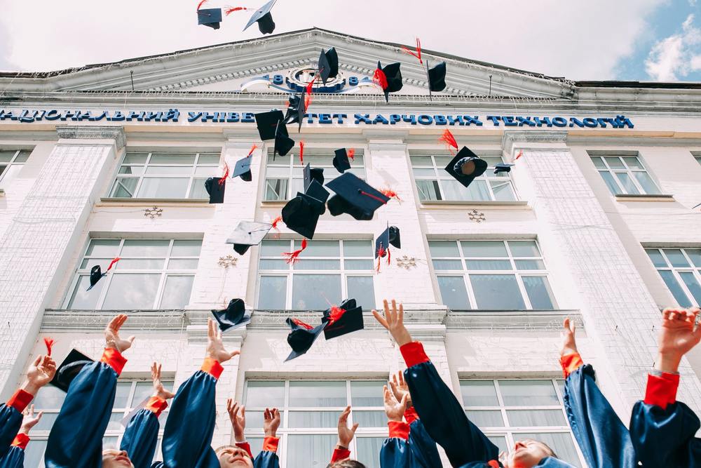 Students throwing graduation caps